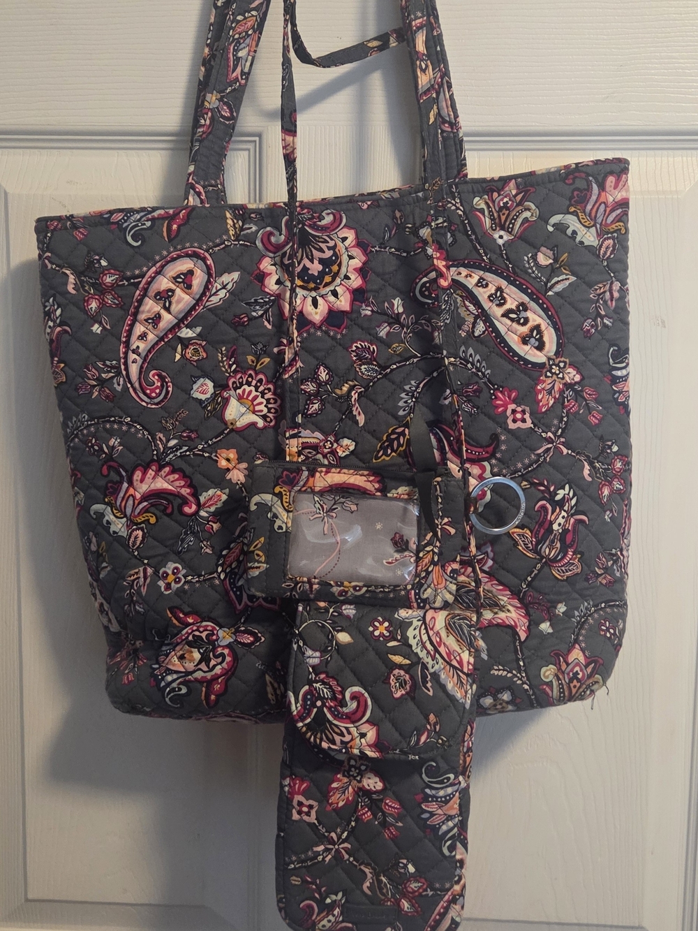 Set Of Three Things! Vera Bradley Tote Bag Phone case And Id Case Crossover
